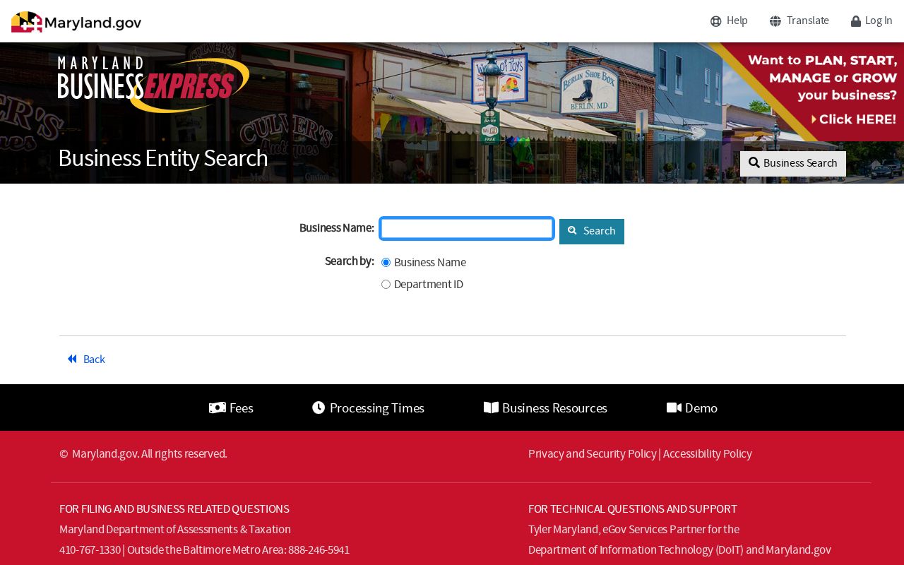 Landover people search in Maryland business records